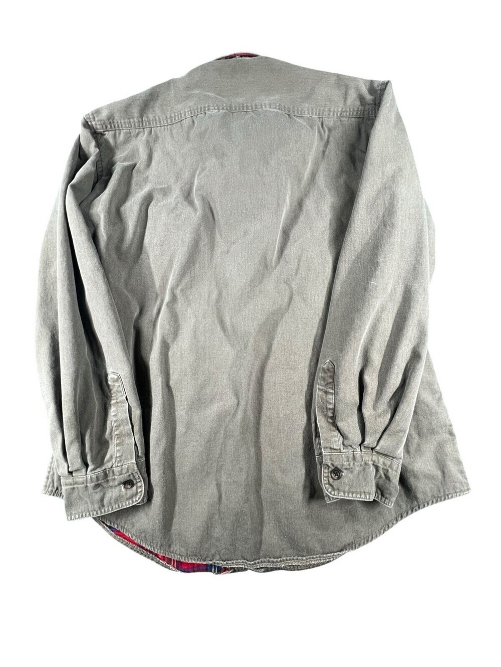 L.L.Bean Chamois Cloth Shirt Made in USA Faded Olive Flannel Lined Heritage - Picture 3 of 7